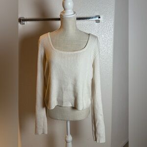 Old Navy Cream Ribbed Long Sleeve Top
